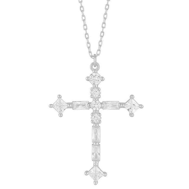 Sunkissed Sterling 14k Cubic Zirconia Cross Pendant Necklace, Womens, Silver Product Image