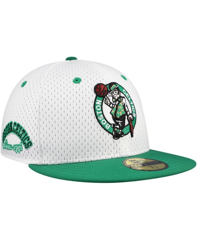 New Era Mens White Boston Celtics Throwback 2Tone 59FIFTY Fitted Hat - White, Kelly Green Product Image