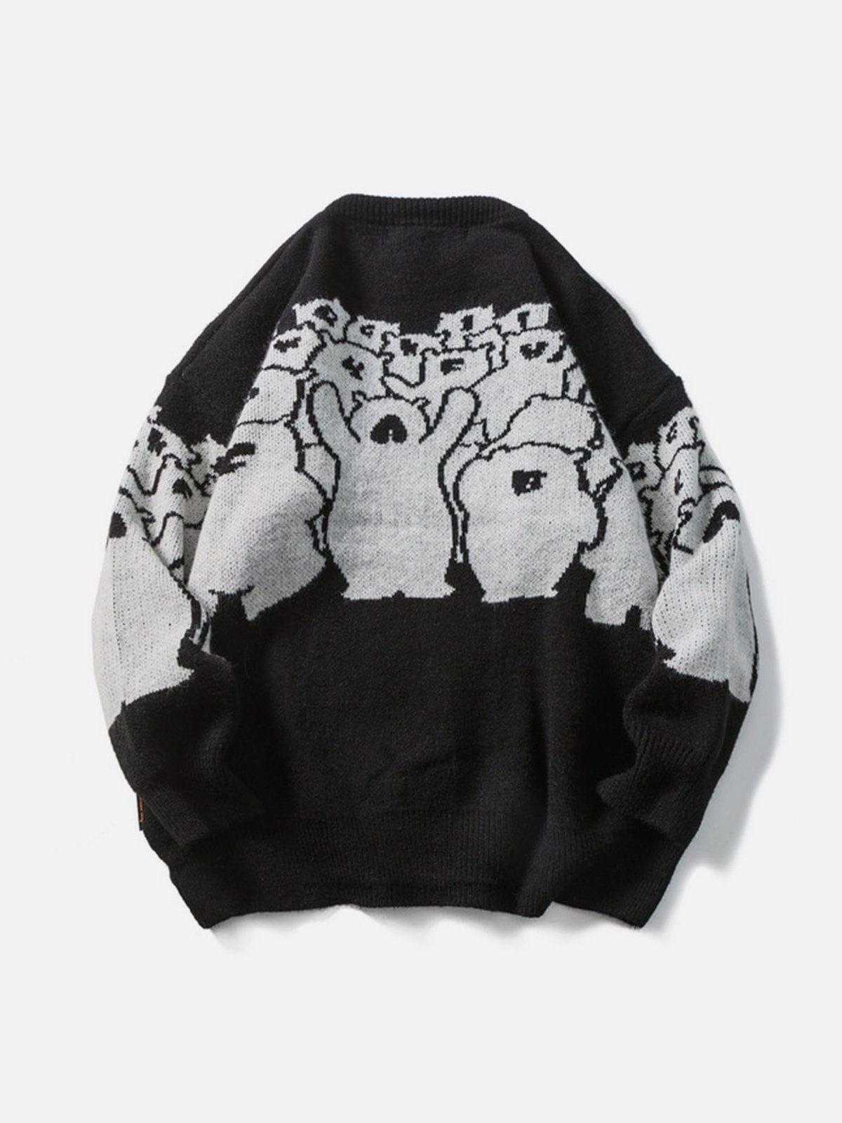 Aelfric Eden Alphabet Bear Outline Jacquard Knit Sweater Product Image