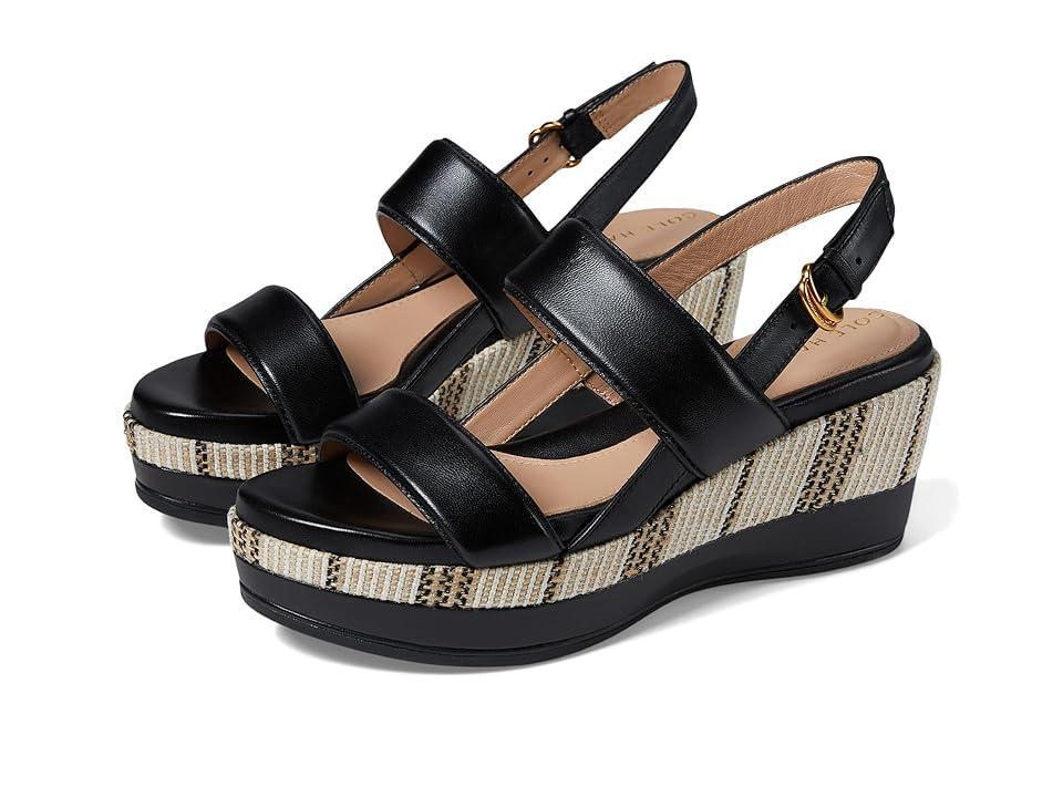 Cole Haan Aislin Wedge Sandal Leather/Canvas) Women's Sandals Product Image