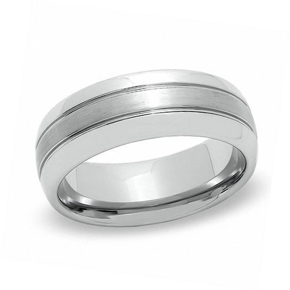 Triton Men's 8.0mm Comfort Fit Satin Center Tungsten Wedding Band Product Image