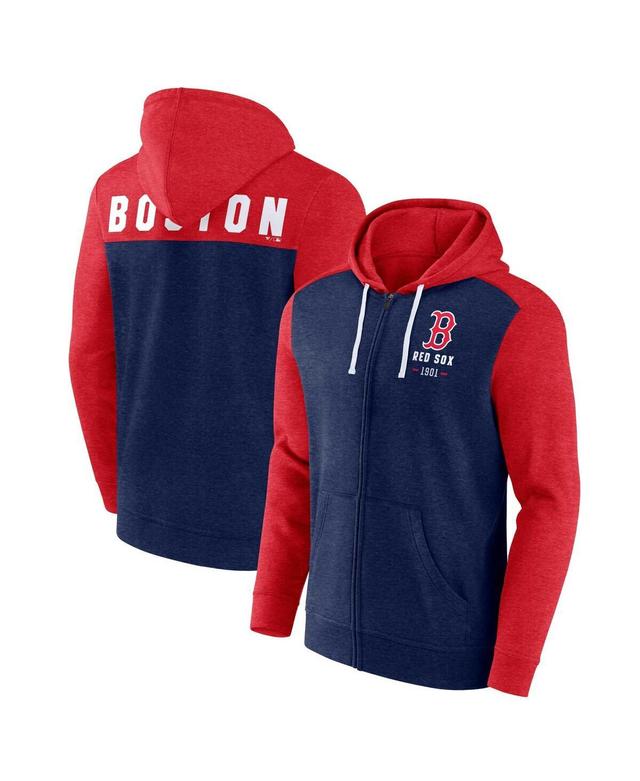 Mens Fanatics Branded Heathered /Heathered Red Boston Red Sox Blown Away Full-Zip Hoodie Blue Product Image