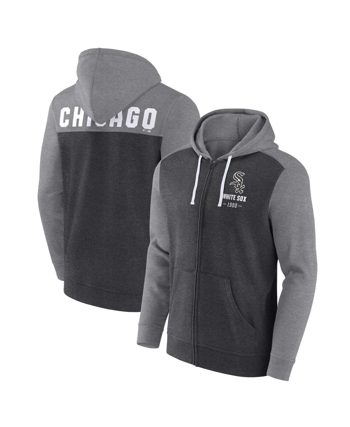 Mens Fanatics Branded Heathered Charcoal/Heathered Gray Chicago White Sox Blown Away Full-Zip Hoodie Product Image