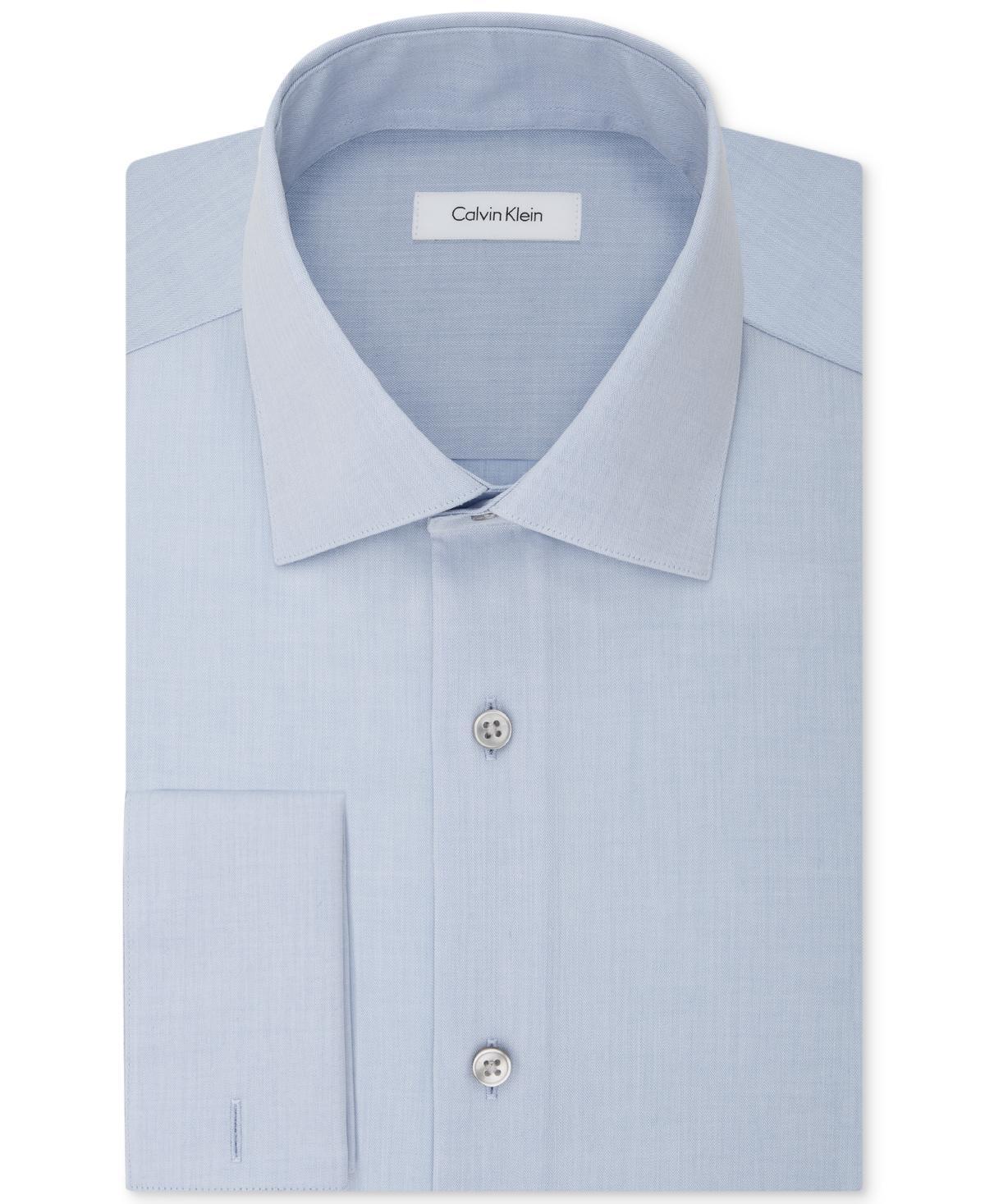 Calvin Klein Steel Mens Classic-Fit Non-Iron Performance French Cuff Dress Shirt Product Image