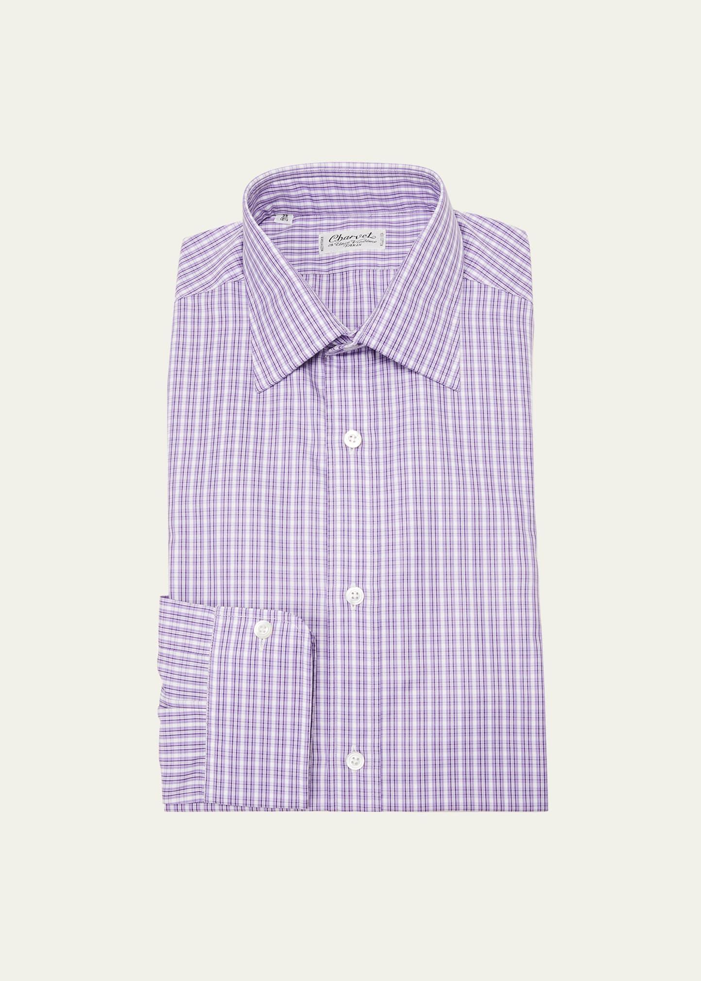 Mens Micro-Check Cotton Dress Shirt Product Image