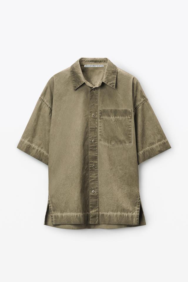 Oversized Short Sleeve Button Up Shirt In Cotton Product Image