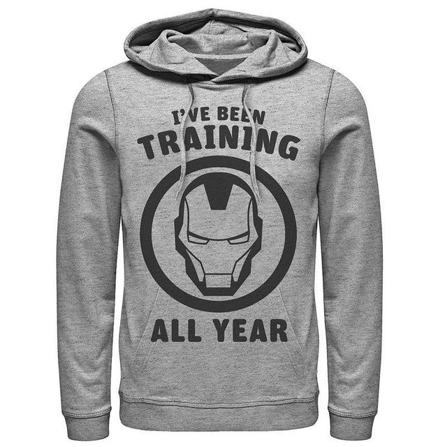 Mens Marvel Avengers Iron Man Ive Been Training All Year Logo Hoodie Med Grey Product Image