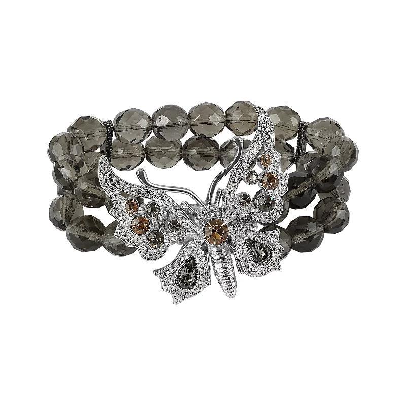 1928 Silver Tone Statement Butterfly Stretch Bracelet, Womens, Gray Product Image