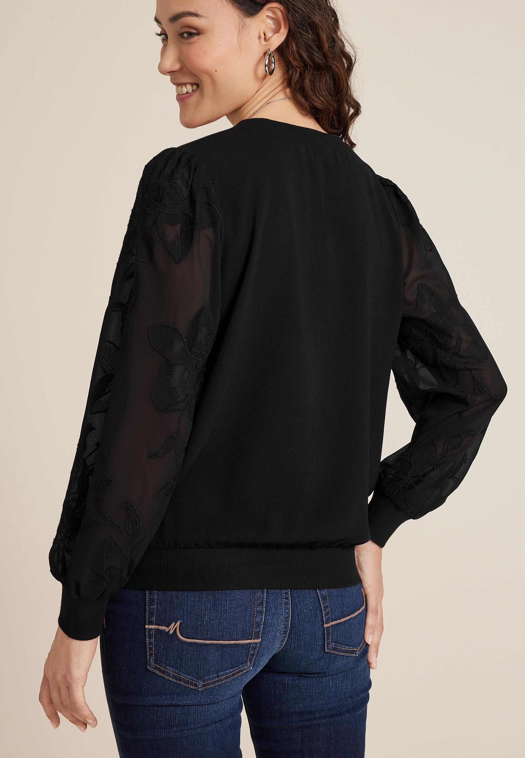 Floral Embroidered Long Sleeve Top Product Image