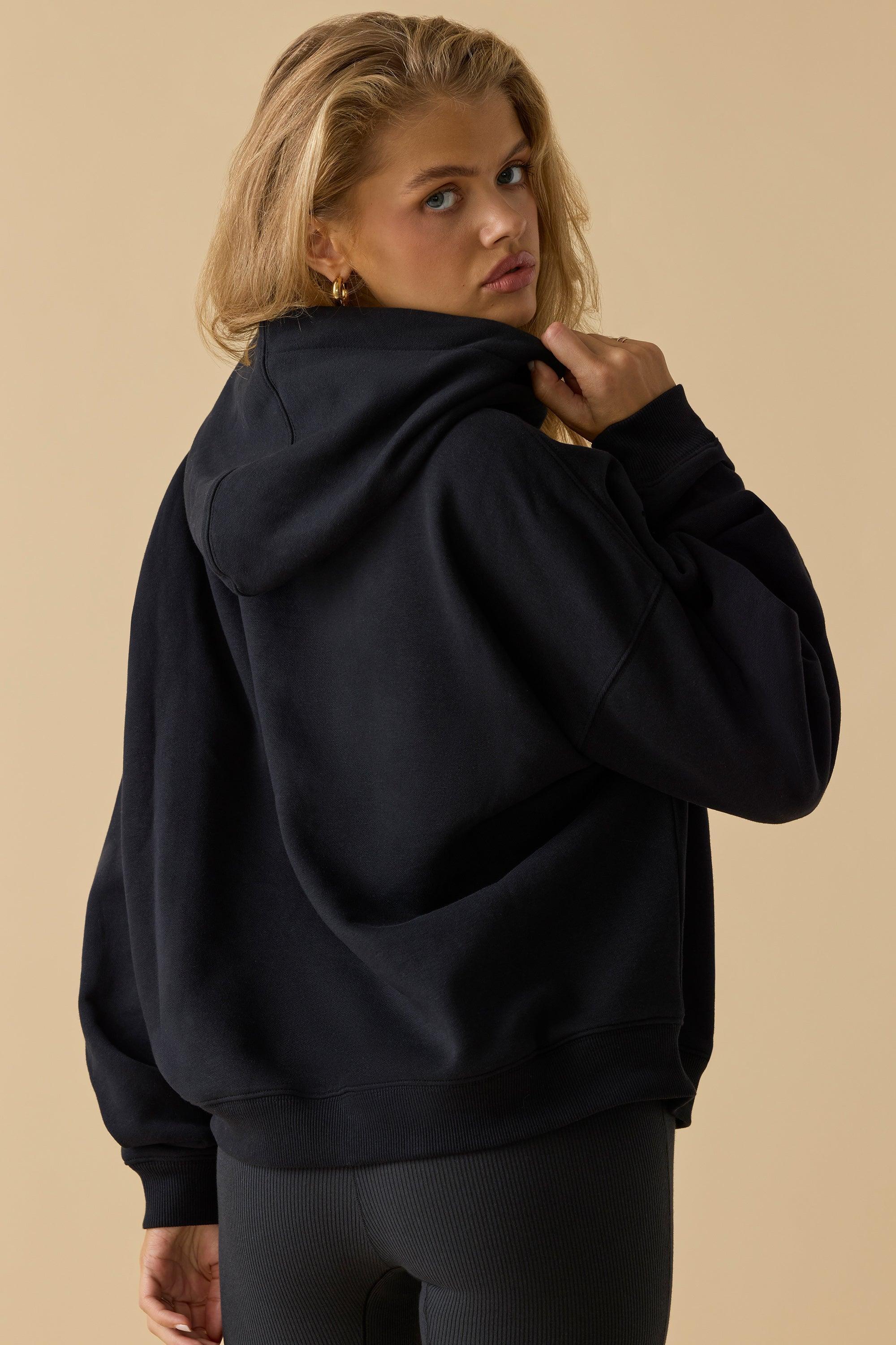 Oversized Hooded Sweatshirt in Black Product Image