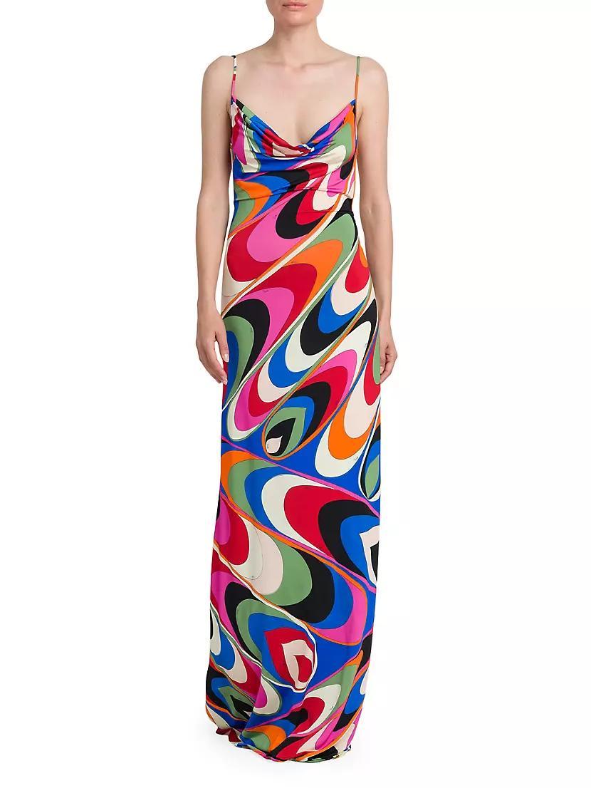 Swirling Satin Maxi Dress Product Image