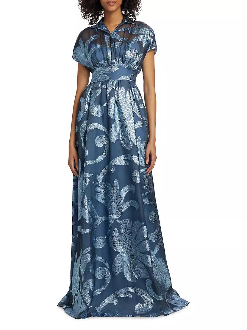 Metallic Floral Full Skirt Gown Product Image