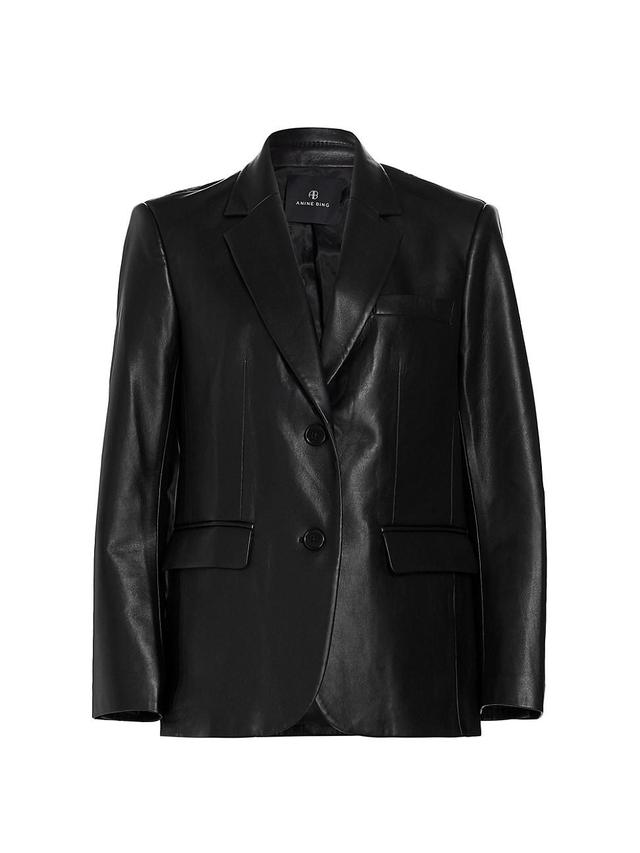 Womens Faux Leather Blazer Product Image