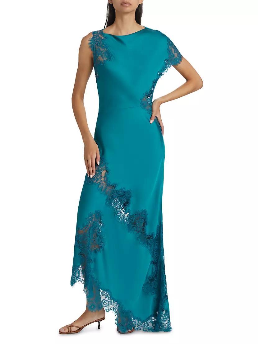 Alessia Lace-Trim Satin Maxi Dress Product Image