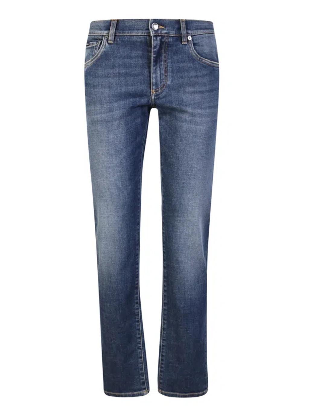 Logo Plaque Straight-leg Jeans In Blue Product Image