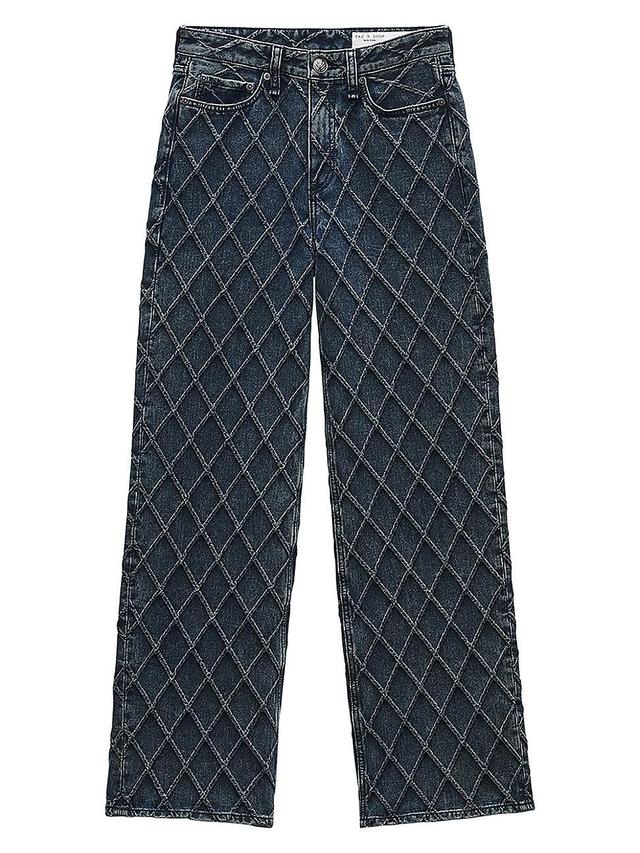 Womens Logan Quilted Stretch Wide-Leg Jeans Product Image