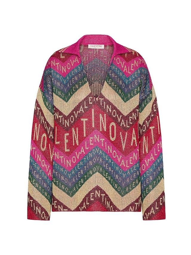 Womens Valentino Chevron Lurex Sweater Product Image