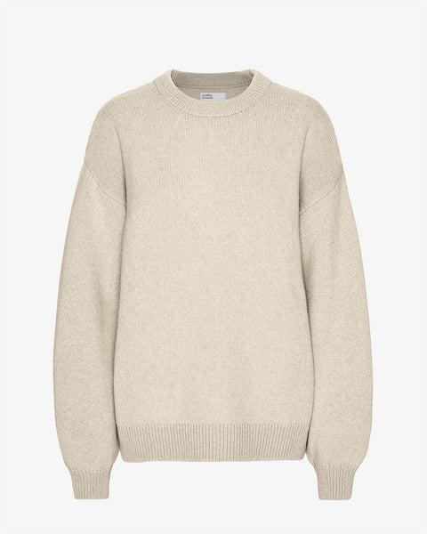 Oversized Merino Wool Crew - Ivory White Product Image