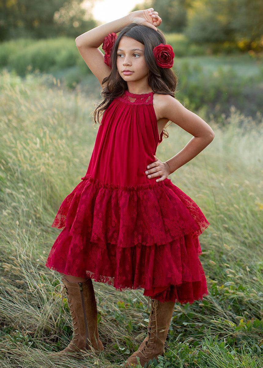 Catrina Dress in Crimson Product Image