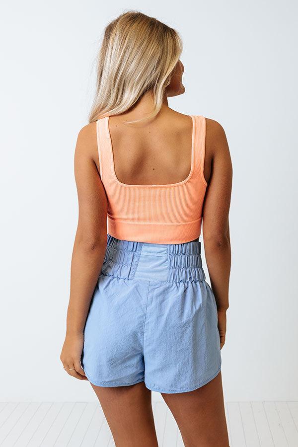 Doing The Most Ribbed Crop Top in Neon Coral Product Image