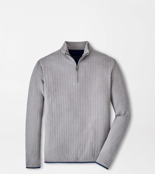 Peter Millar Mens Quad Quilted Quarter-Zip | Color: Gale Grey | Size: L Product Image