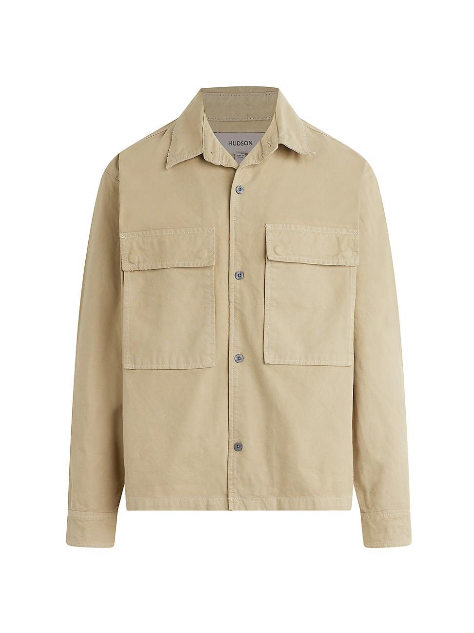 Mens Cotton Button-Front Shirt Jacket Product Image