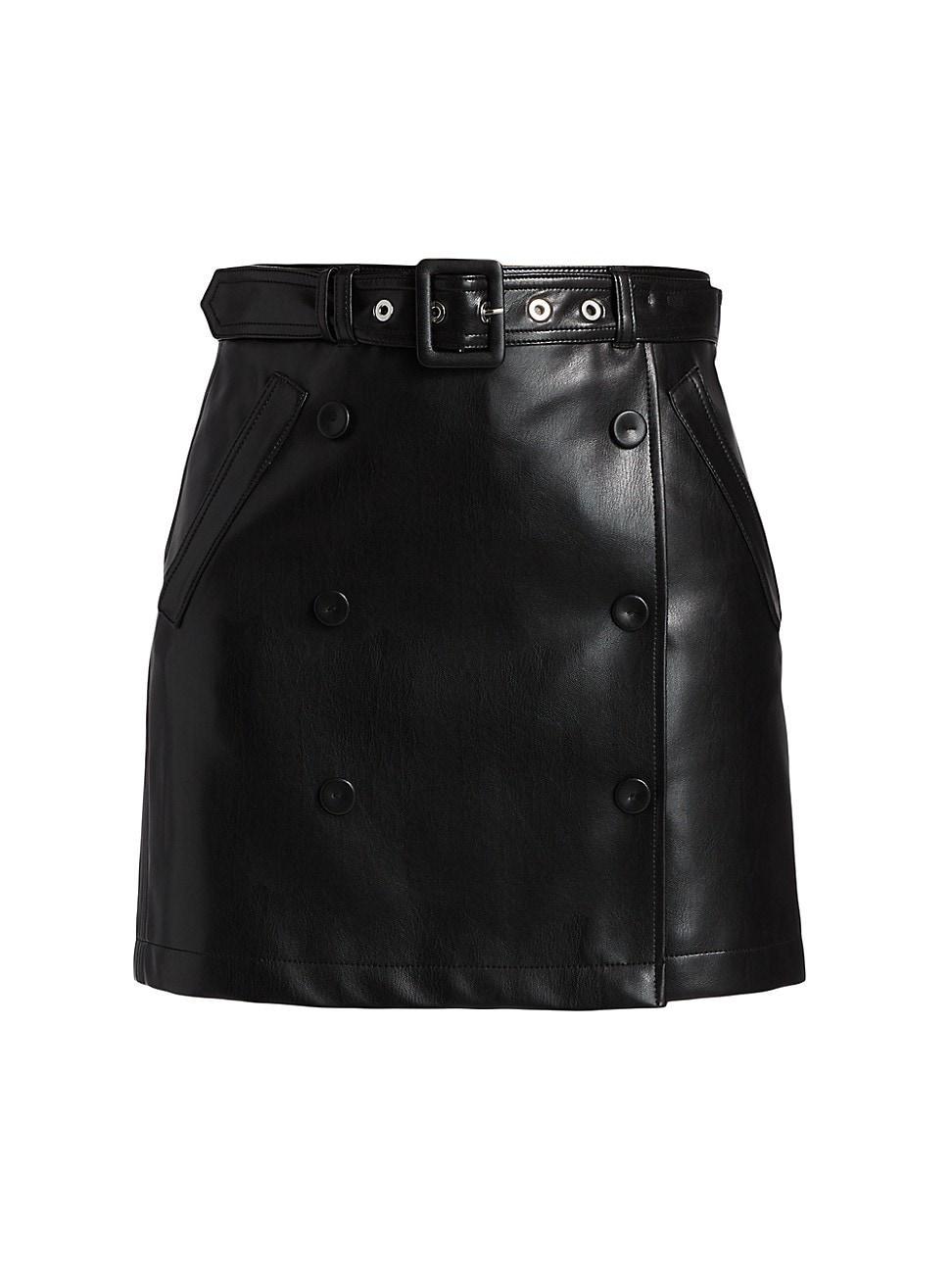 Womens Quin Vegan Leather Miniskirt Product Image