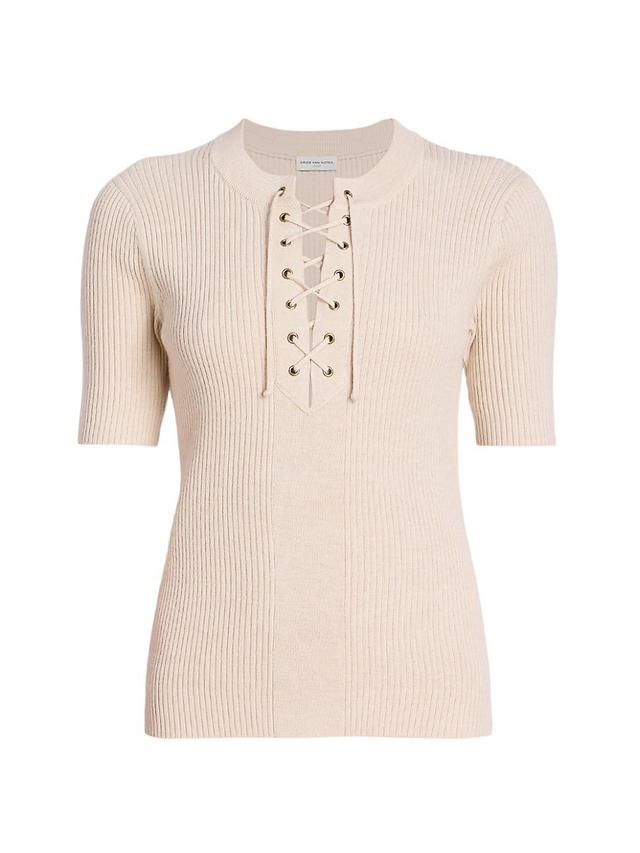 Womens Taru Wool-Blend Lace-Up Top Product Image