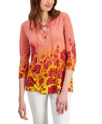 Women's Printed Lace-Up Tunic, Created for Macy's Product Image