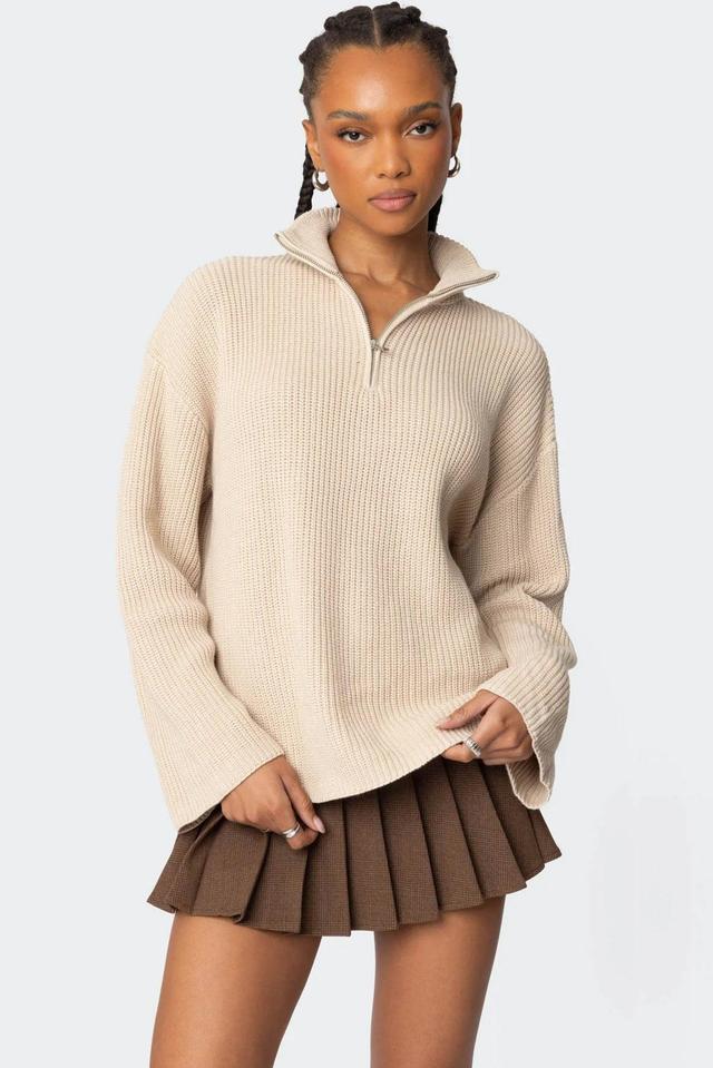 Amour High Neck Oversized Zip Sweater Product Image