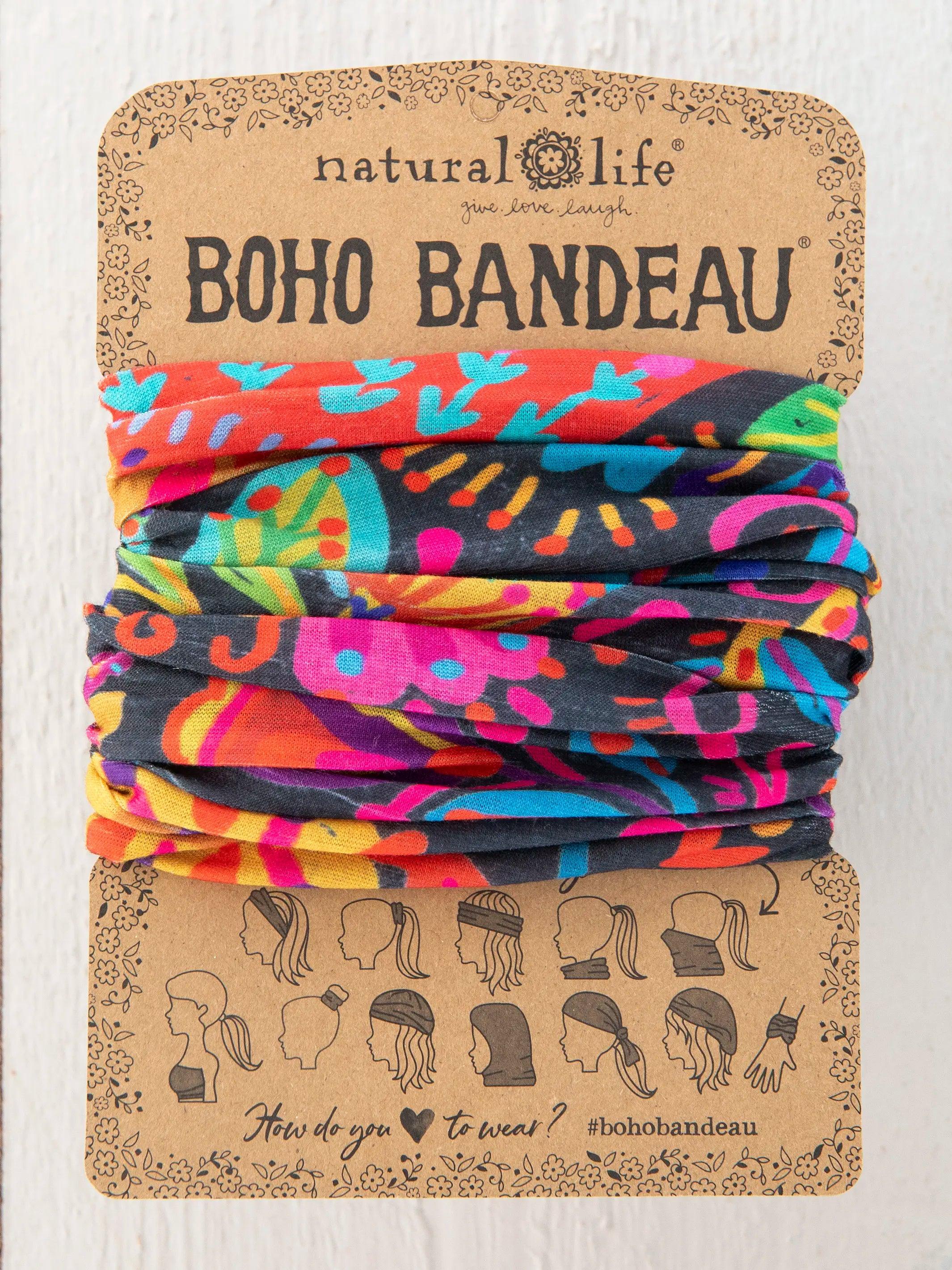 Full Boho Bandeau® Headband - Charcoal Multi Folk Flower Product Image