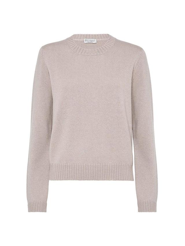 Womens Cashmere Sweater with Shiny Cuff Details Product Image