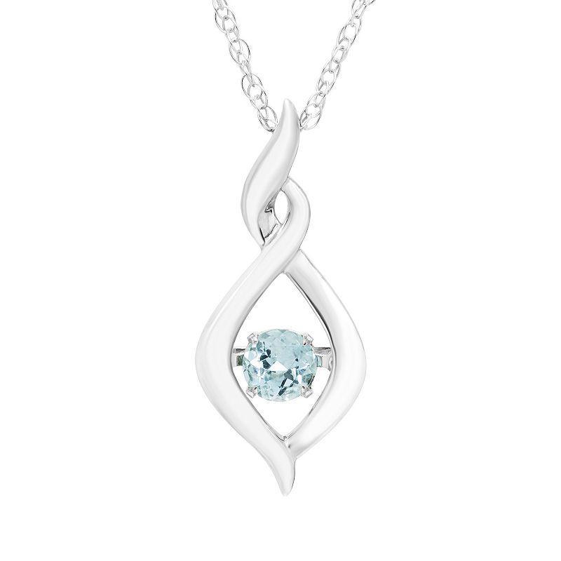 Boston Bay Diamonds Brilliance in Motion Sterling Silver Aquamarine Dancing Gemstone Twisted Infinity Pendant, Womens Product Image