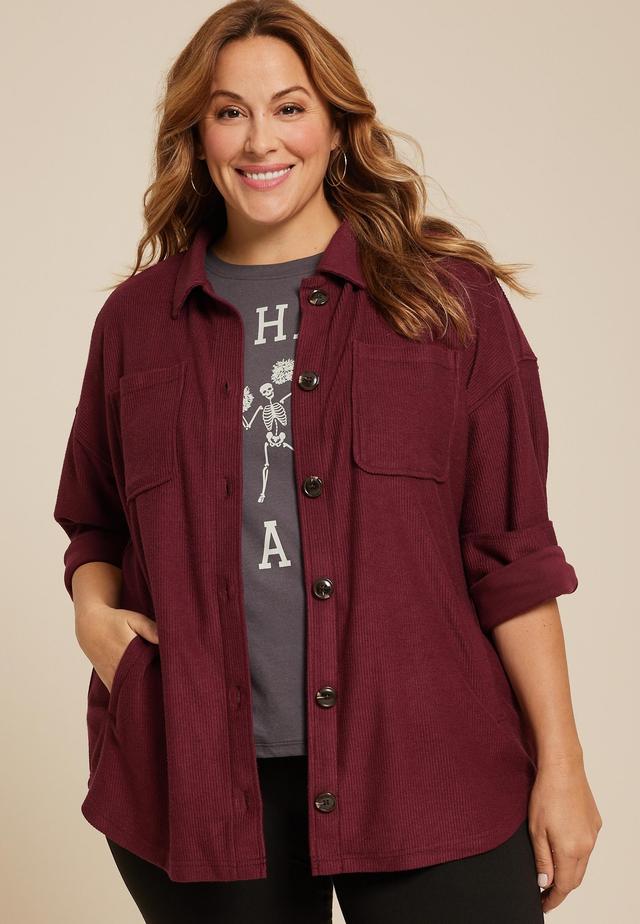 Maurices Plus Size Womens Collegiate Textured Shacket Size 0X Product Image