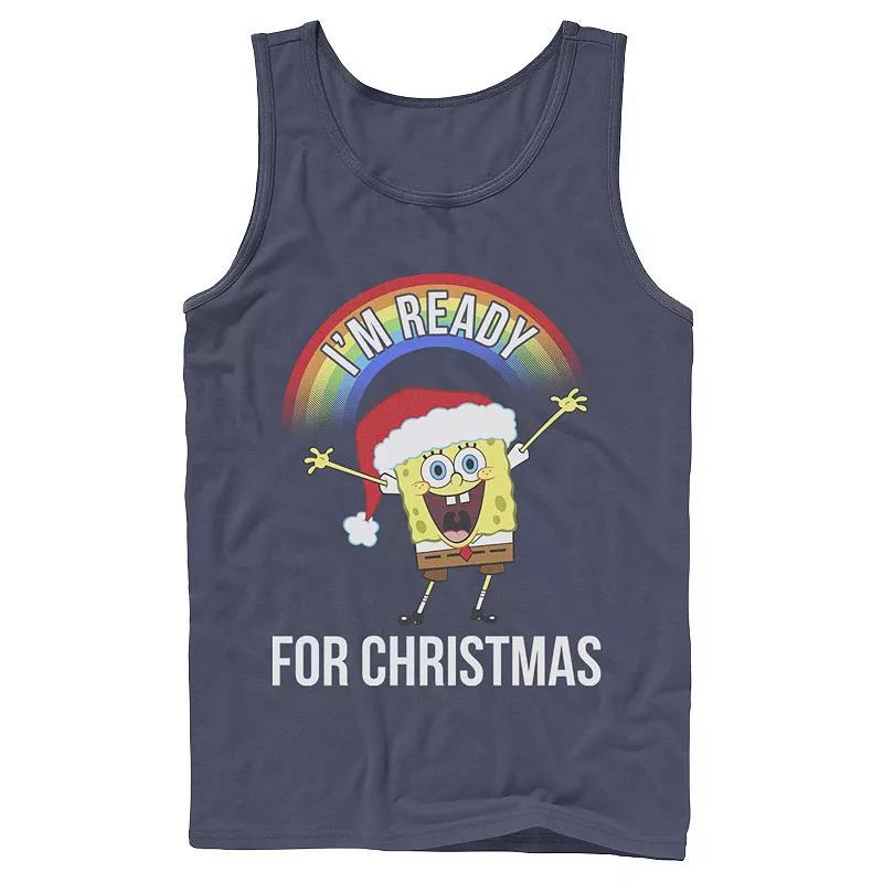 Mens Spongebob Im Ready For Christmas Rainbow Tank Top Blue Product Image