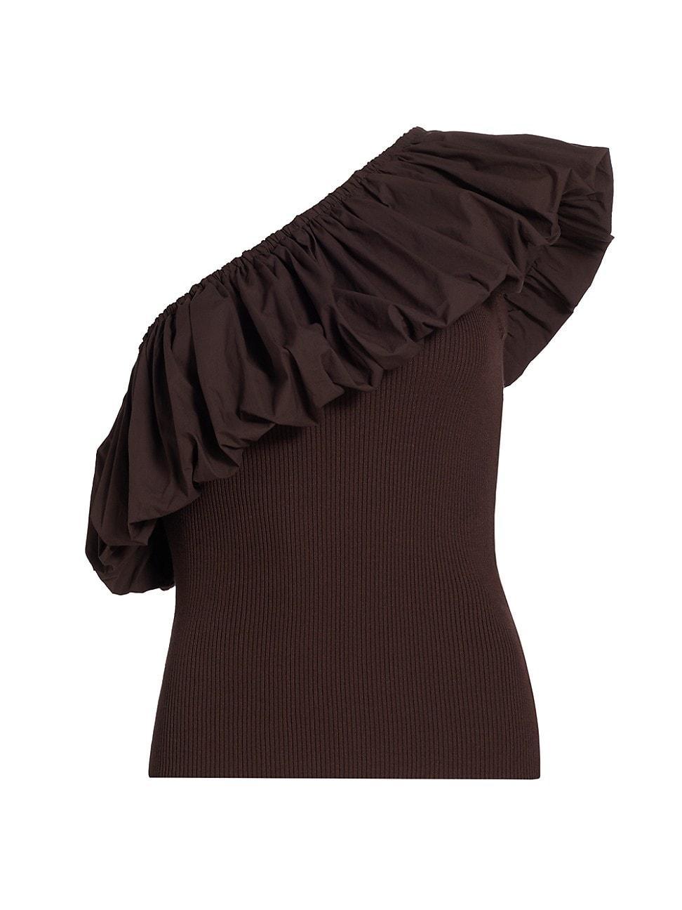 Womens Lucy Ruffled One-Shoulder Top Product Image