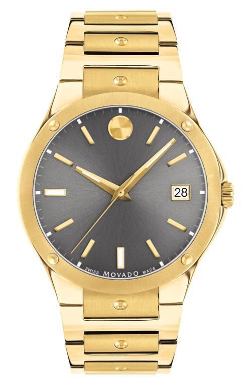 Men's Movado SE Gold-Tone PVD Watch with Grey Dial (Model: 0607707) Product Image