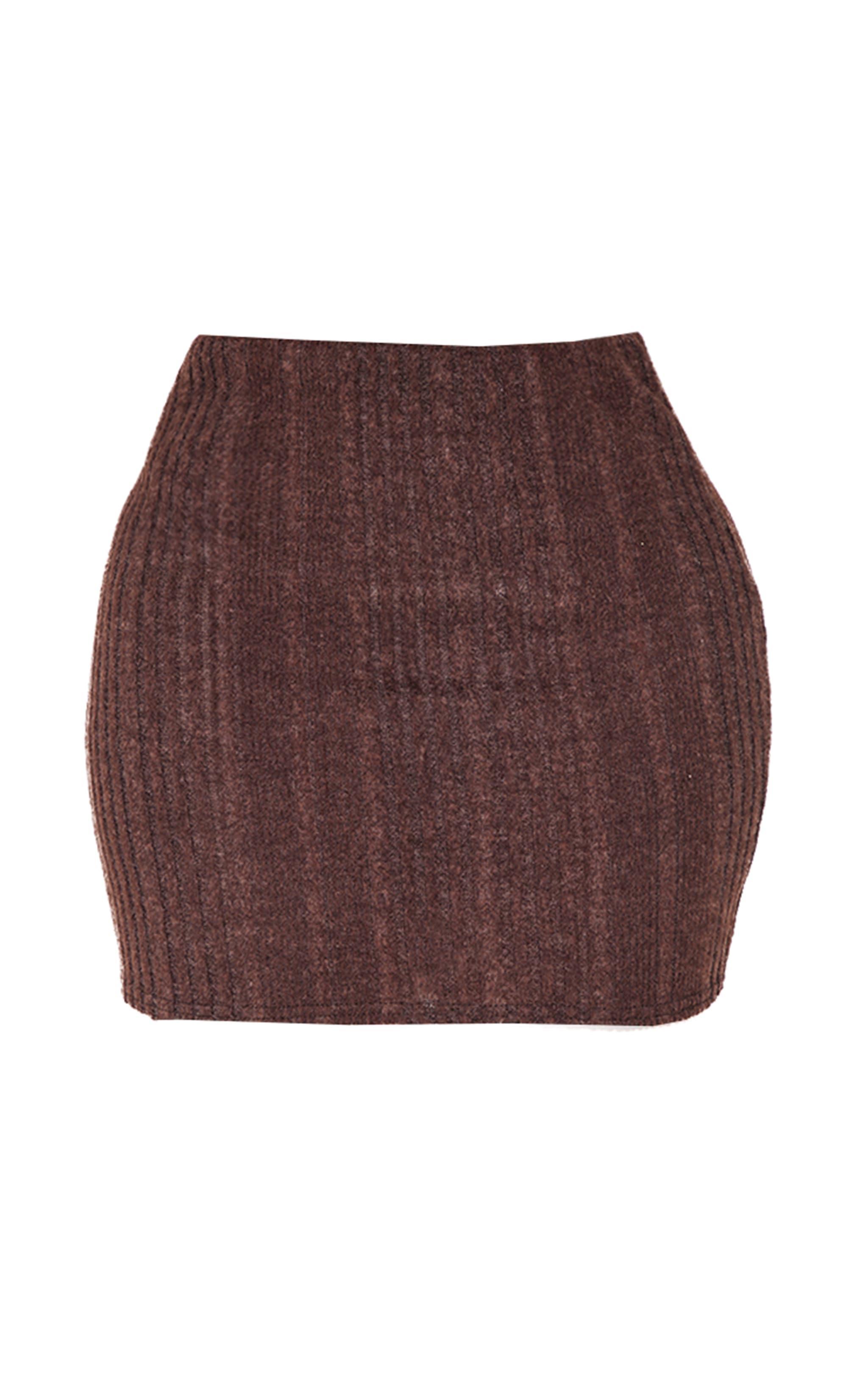 Shape Chocolate Brushed Rib Mini Skirt Product Image