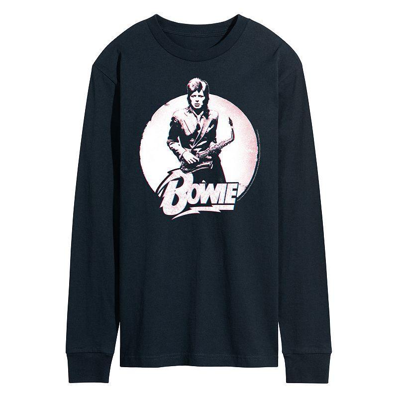 Mens David Bowie Distressed Long Sleeve Tee Blue Product Image