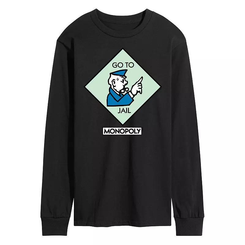 Mens Monopoly Go To Jail Square Long Sleeve Graphic Tee Product Image