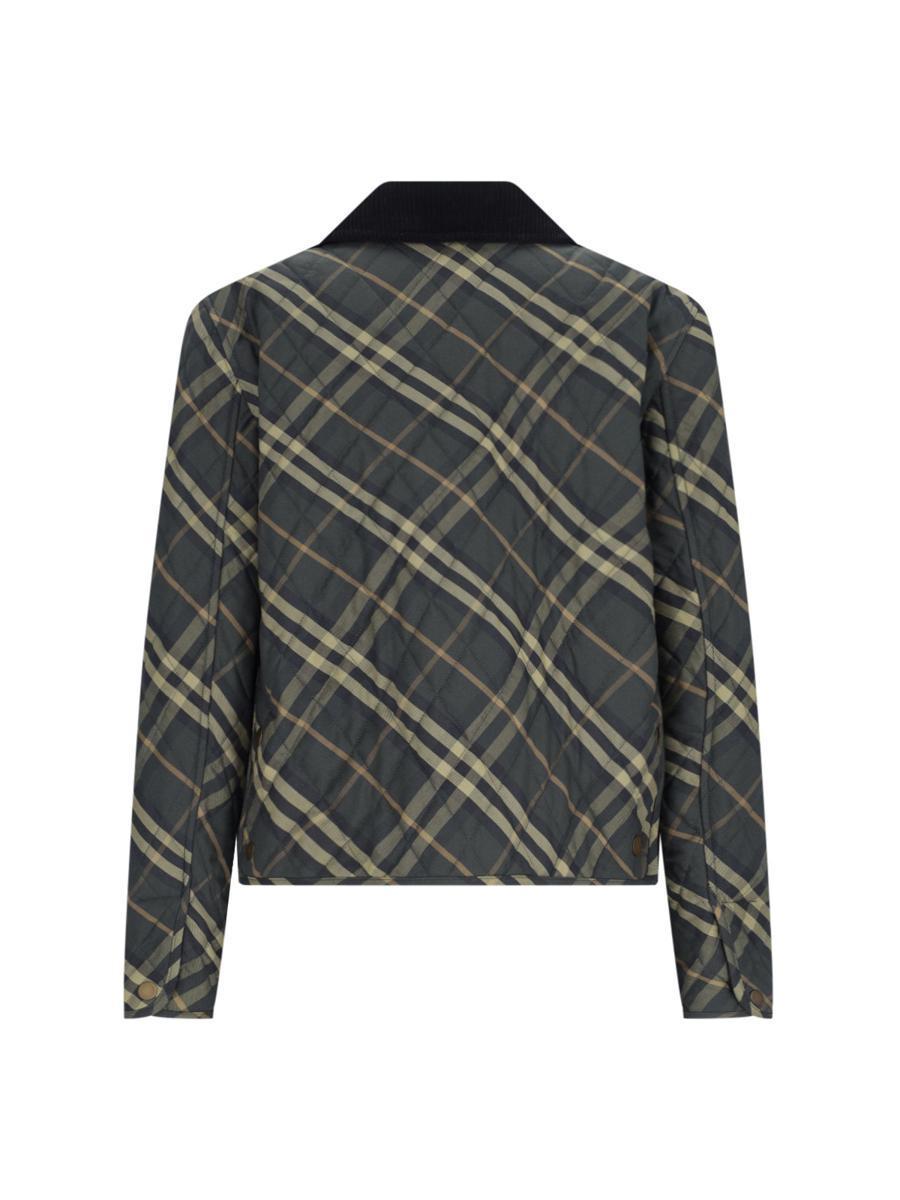 BURBERRY Check Printed Quilted Jacket In Green Product Image