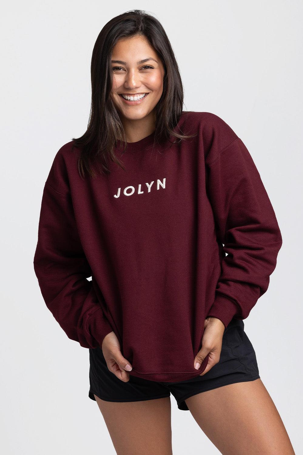 Roxanne Oversized Fleece Crewneck - Maroon Female Product Image