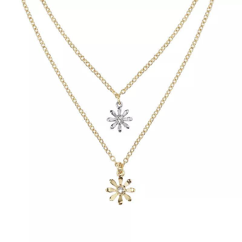 LC Lauren Conrad Frontal Tri Tone Multi Flowers Necklace, Womens, None Product Image