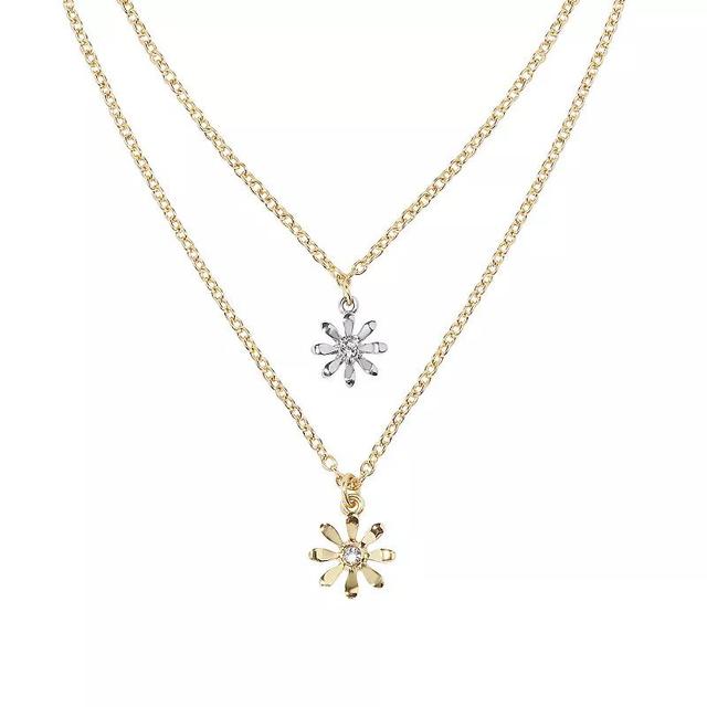 LC Lauren Conrad Frontal Tri Tone Multi Flowers Necklace, Womens, None Product Image