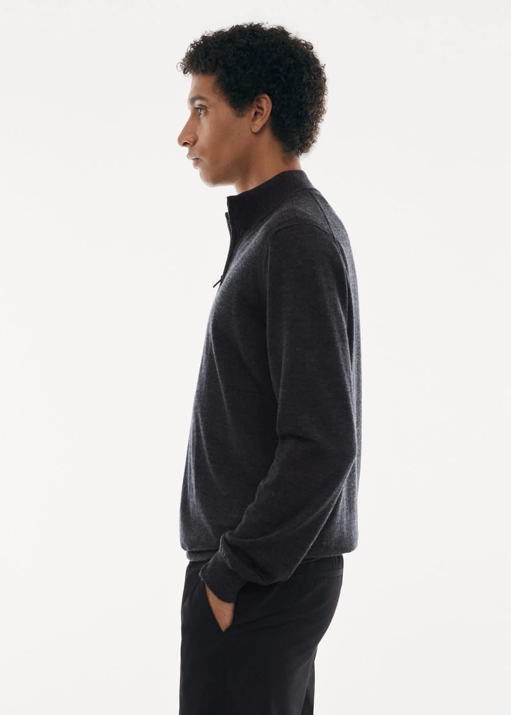 MANGO MAN - Zipped high collar sweater forest greenMen Product Image