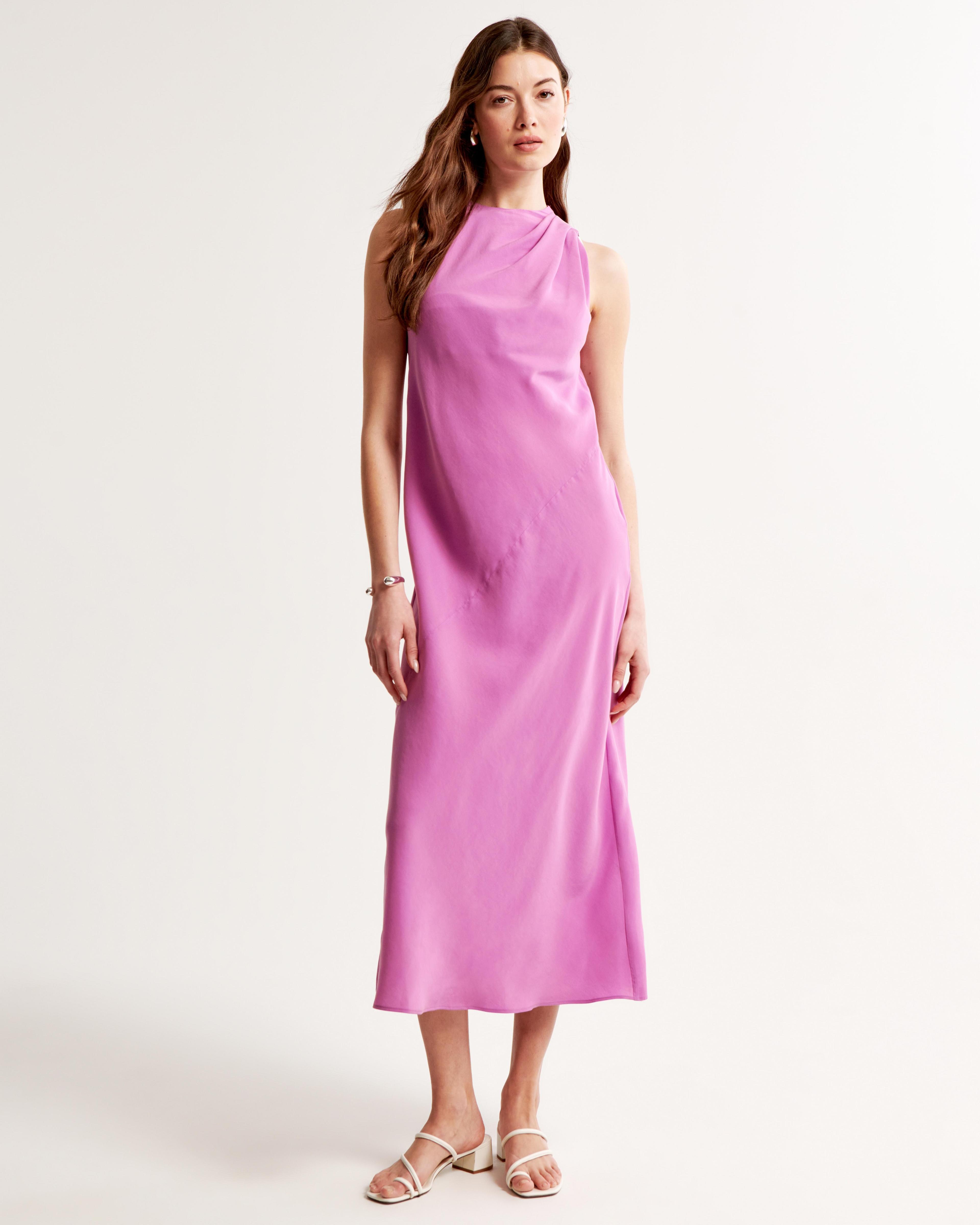 High-Neck Column Midi Dress Product Image