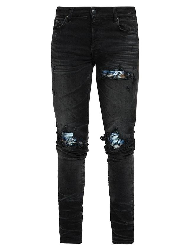 Mens MX1 Skinny Jeans with Plaid Patches Product Image