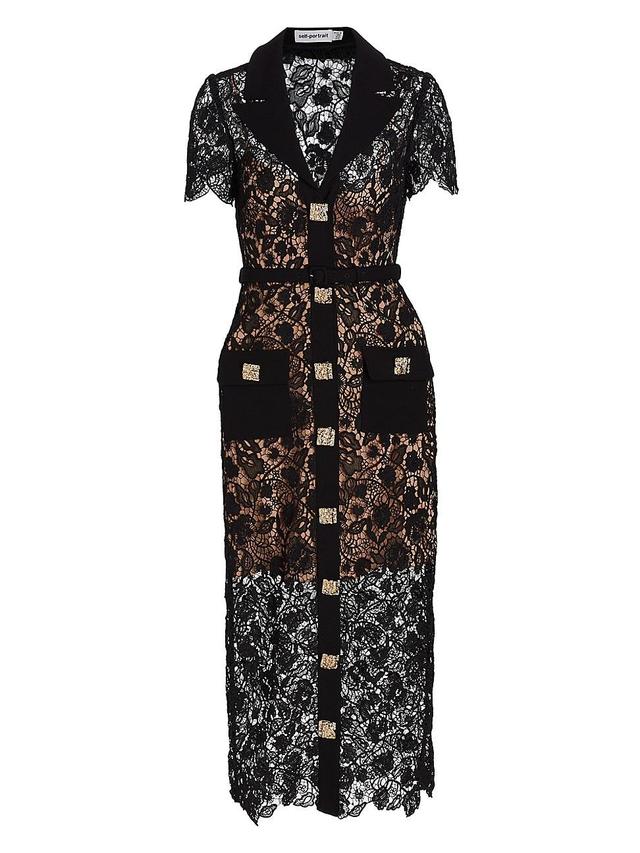 Womens Magnolia Lace Midi-Dress - Black - Size 0 Product Image