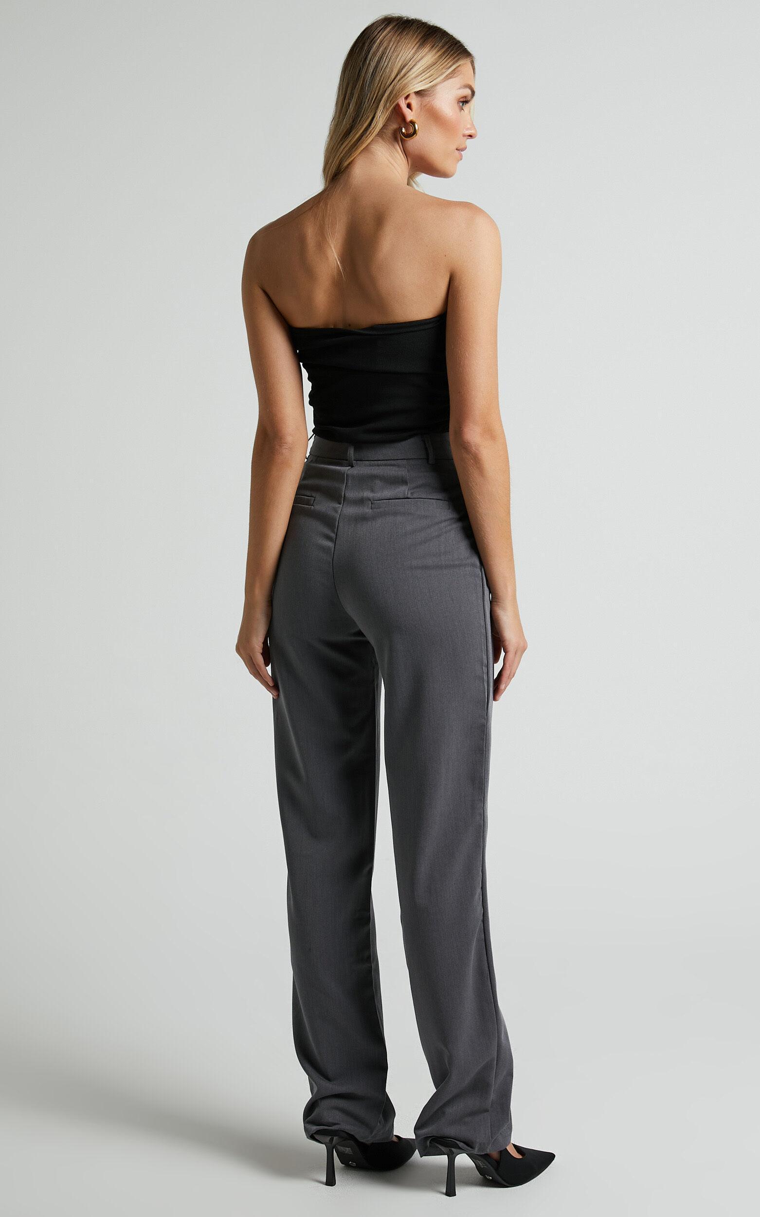 Lorcan Pants - High Waisted Tailored Pants in Charcoal Product Image