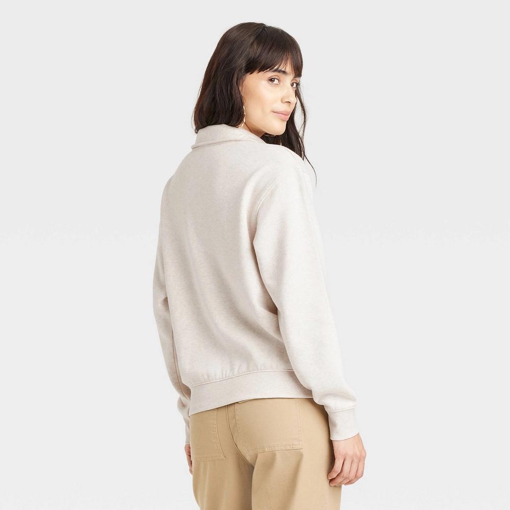 Women's Leisure Studio Quarter Zip Pullover - Universal Thread™ Oatmeal XL Product Image